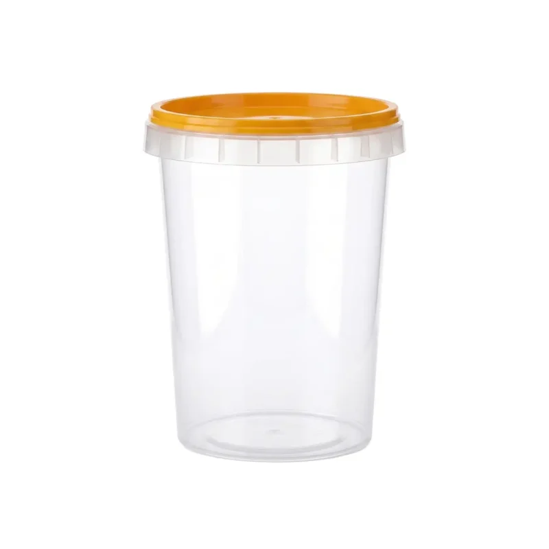 0_52l_umargune Purk läbipaistev ümargune 0.52/95 L + kollane kaas PP (0.0245 kg)